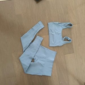 SET Active Blue Jean sculpt flex leggings and box cut bra